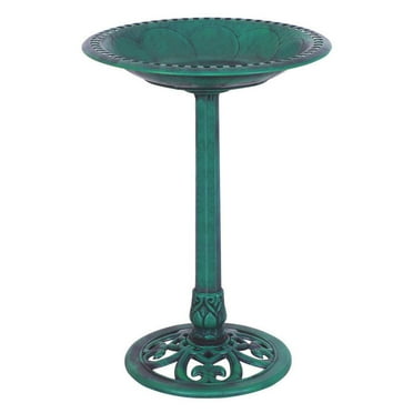 Yardi Yard Outdoor Garden Green Pedestal Bird Bath Feeder, Pedestal-styled Bird Bath with Stability Function, Bird Bath for Outdoor, Green