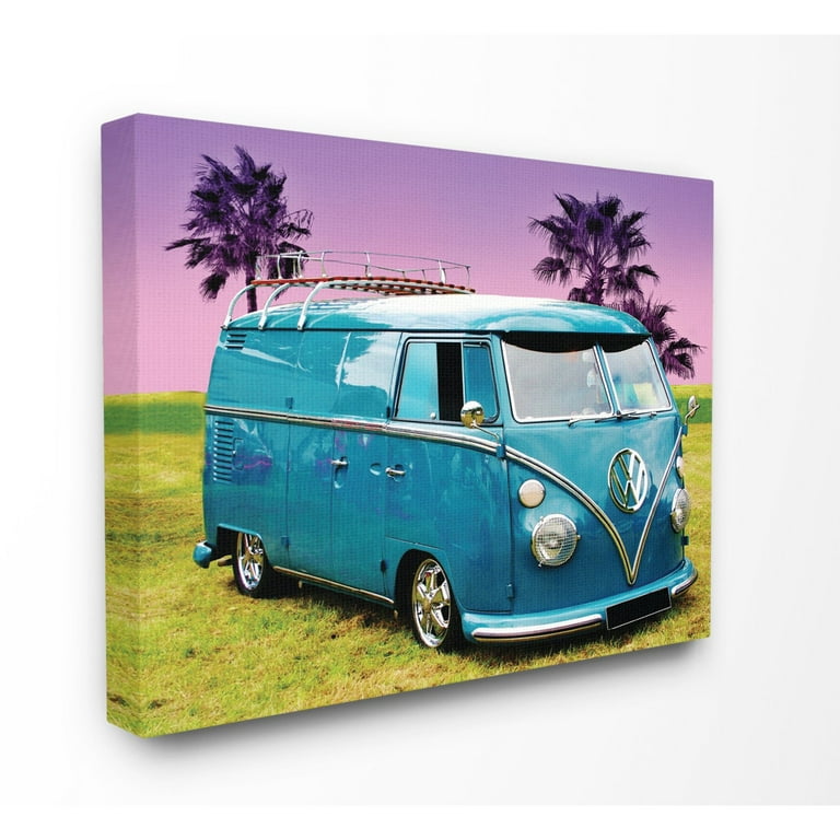 The Stupell Home Decor Collection Vintage 70s Blue VW Bus