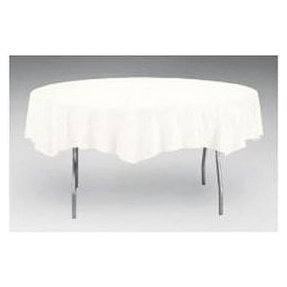Unique Party White Round Plastic Table Cover 84 inch Diameter (Pack of 6)