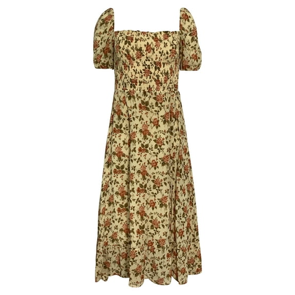 Pre-Owned Reformation Meadow Dress in Beige Viscose