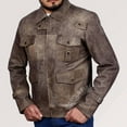 thumbnail image 3 of Brown Leather Biker Jacket Vintage Leather Motorcycle Jacket Cafe Racer Leather Jacket Mens Brown Leather Jacket Brown Motorcycle Jacket Men size XXXS, 3 of 5