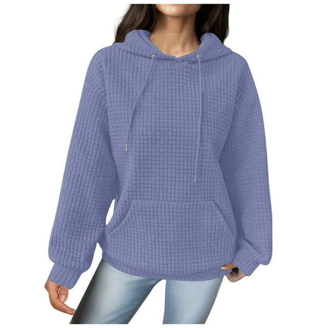 WEAIXIMIUNG Chandails en Molleton pour Femmes Sans Capuche avec Graphiques Mode Décontractée Couleur Unie Pull Ample à Manches Longues Patchwork