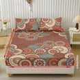 thumbnail image 3 of ZIATUBLES 3 Pcs Twin XL Size Cooling Polyester Sheet Set, Bohemian Mandala Circle Floral Print, Soft Cozy Bedding Set with 1 Fitted Sheet and 2 Pillowcases, Breathable Comfortable Sheets for Bedroom, 3 of 9
