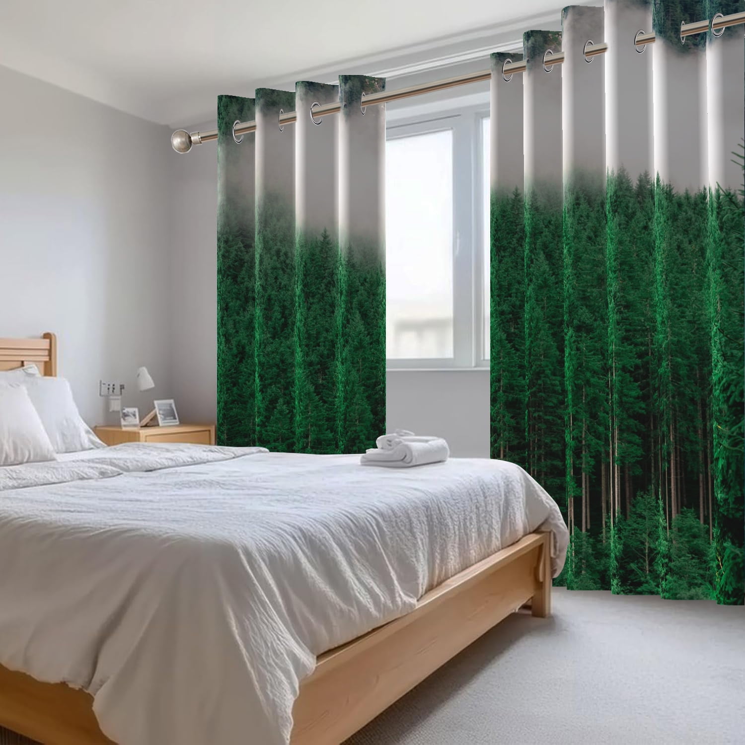 Dashan Forest Green Tree Blackout Curtain for Living Room,Nature Thermal Insulated Window Drapes for Bedroom (52Wx84L,2 Panels)