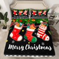 thumbnail image 2 of Homewish Merry Christmas Twin Sheet Sets,Cute Xmas Stocking Twin Fitted Sheet,White Black Plaid Grid 03 For Girls Teens,Super Cozy Room Decor,3pcs, 2 of 7