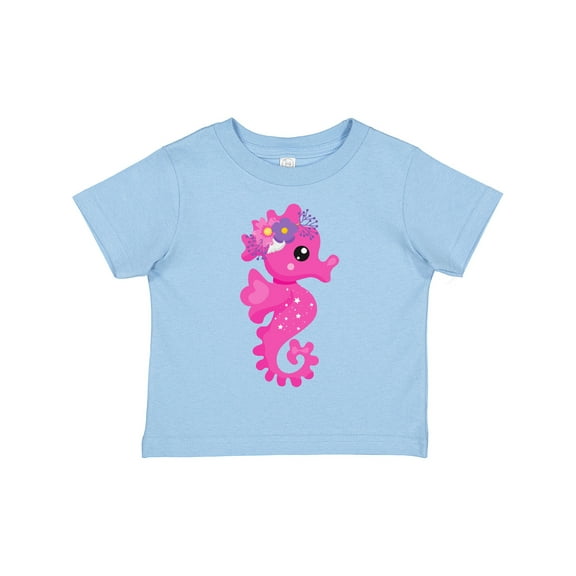 Inktastic Cute Seahorse, Pink Seahorse, Flowers, Seashell Boys or Girls Toddler T-Shirt