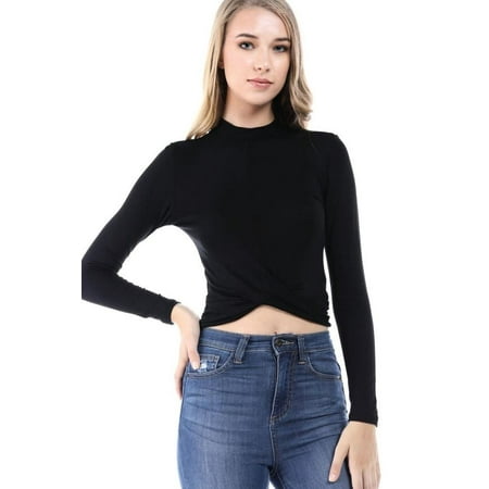 - Salt Tree Women's Lightweight Turtleneck Long Sleeve Surplice Top