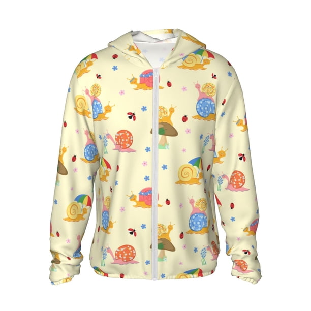 Fotbe Colorful Cartoon Snail Chaqueta con Protección Solar UPF 50+ para Hombre y Mujer, Camisa con Capucha y Bolsillos-X-Large
