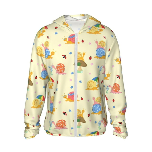Balery Colorful Cartoon Snail Sudadera ligera de manga larga con capucha y protección solar UPF 50+ para hombre y mujer, ideal para pesca y running-Small