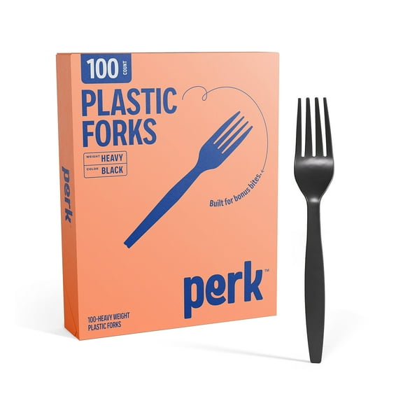 Staples Perk Plastic Fork Heavy-Weight Black PK56392