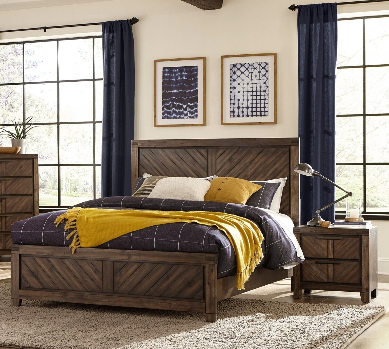 Modern Profile Bedroom Set 3pc Espresso Finish California King Bed 2x