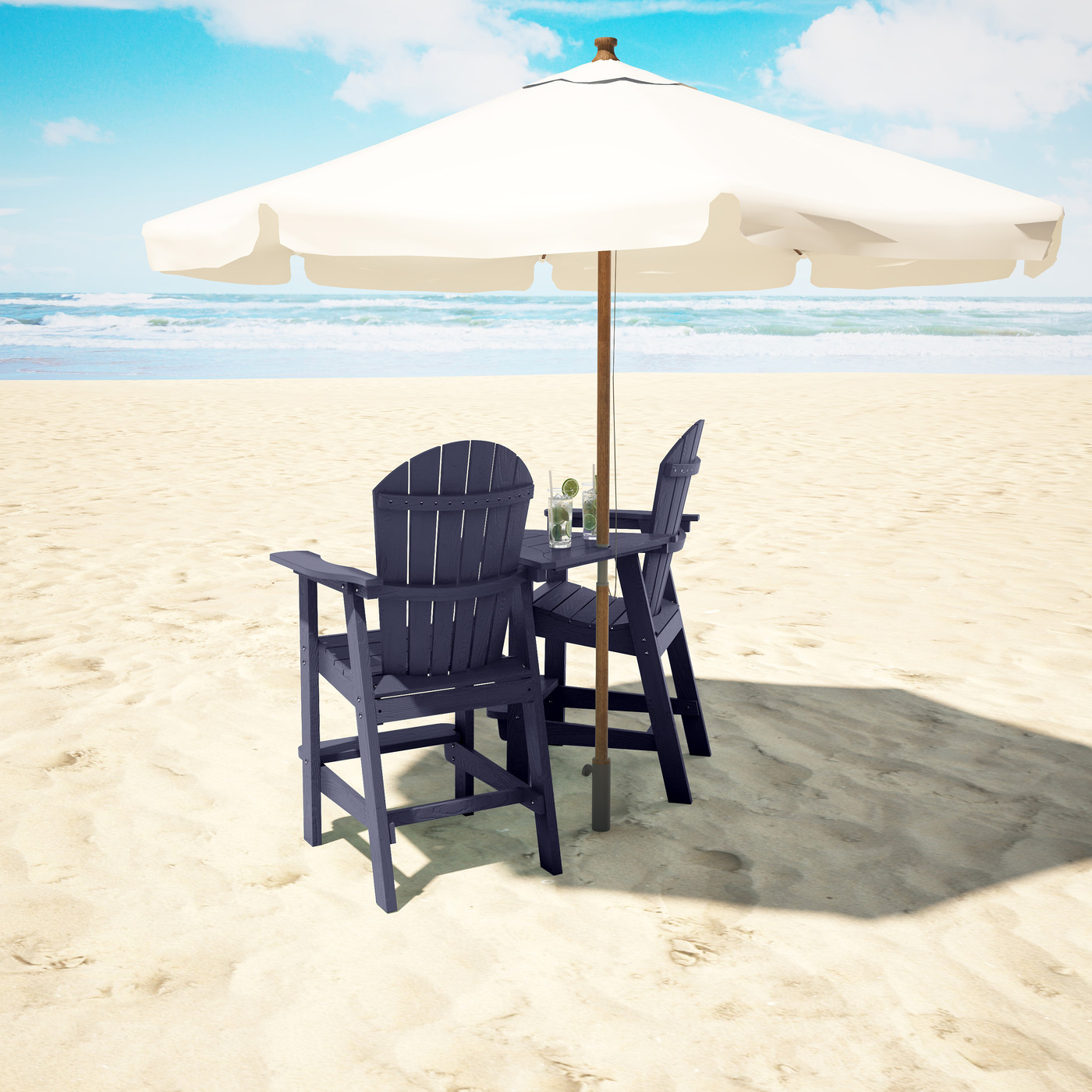 Musser Outdoor Adirondack Chair Set Of 2 Wooden Patio Chair Lounge Chair Navy