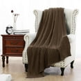 thumbnail image 3 of PiccoCasa Super Soft Warm 100% Cotton Cable Knit Throw Blanket for Sofa Couch Bedding Home Brown 47 x 70 Inch, 3 of 7