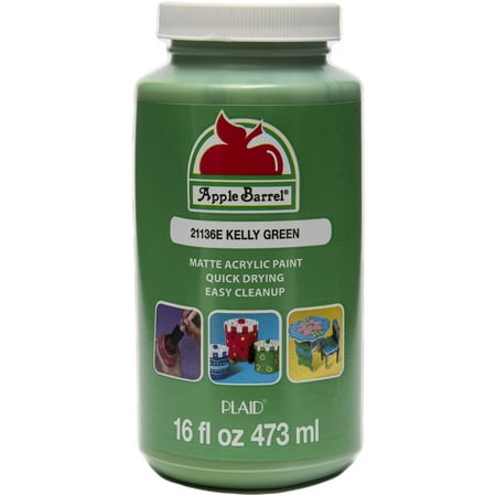 Glow Paint Green - Apple Barrel Matte Finish Kelly Green Acrylic Craft Paint, 16 Fl. Oz.