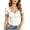White, variant on Women’s Casual Summer Lace Trim V-Neck T-Shirt, Short Sleeve Form-Fitting Top with Bow Details, Black/White, S/M/L/XL/XXL/A