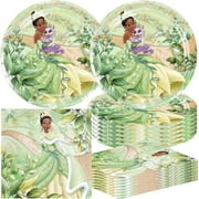 WETIM 40pck Princess CORNET Tiana Party Supplies include 20 plates, 20 napkins for the Princess Tiana birthday party decorations