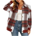 thumbnail image 5 of Perfectbot Women's Plaid Shacket, Button Down Shirt Jacket with Ribbed Hem, Relaxed Fit Fall Outerwear, 5 of 8