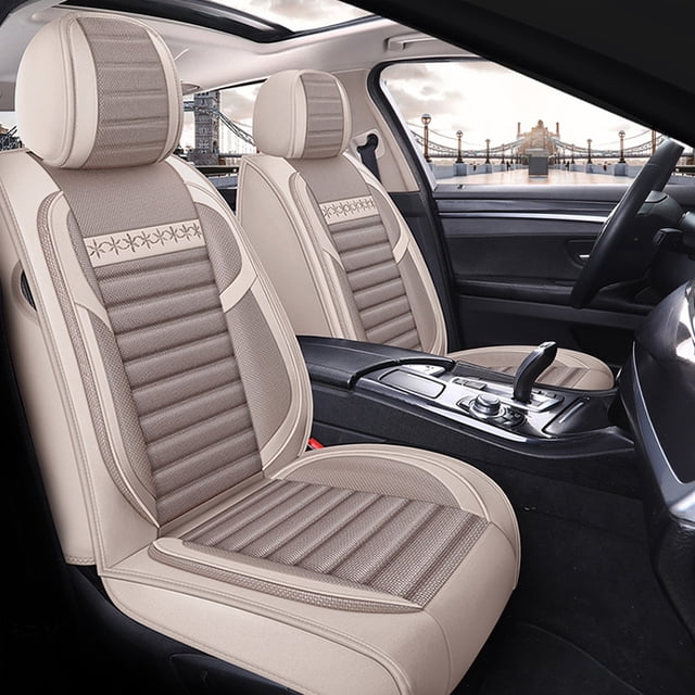 Maidao Car Seat Covers Full Set for Genesis for Electric GV70 2017-Present 5 Seats Waterproof Soft Front Rear Cushion Protector Beige