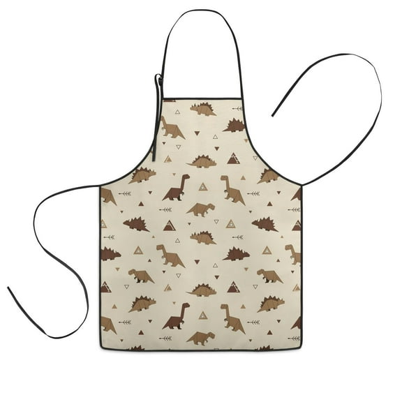 Beige Origami Dinosaurs Pattern Kids Aprons for Girls and Boys,Adjustable Neck Strap Toddler Aprons for Kids Cooking Baking