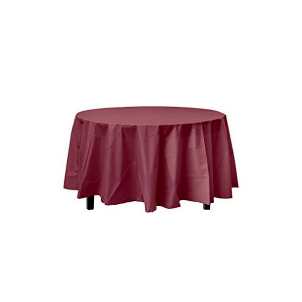 Exquisite 12Pack Premium Plastic 84Inch Round Tablecloth, Burgundy
