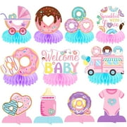 Donut Sprinkle CORNET Love Honeycomb Centerpieces 12PCS Sprinkle Love Welcome Baby Party Table Decorations Donut Theme Baby Shower Table Centerpieces Donut Decor for Girls Party Supplies