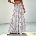 thumbnail image 5 of Women Polka Dot Midi Skirt Large Ruffle Hem Tie Waist A Line Flowy Casual Skirt with Drawstring for Daily Wear Pink XL(XL), 5 of 7
