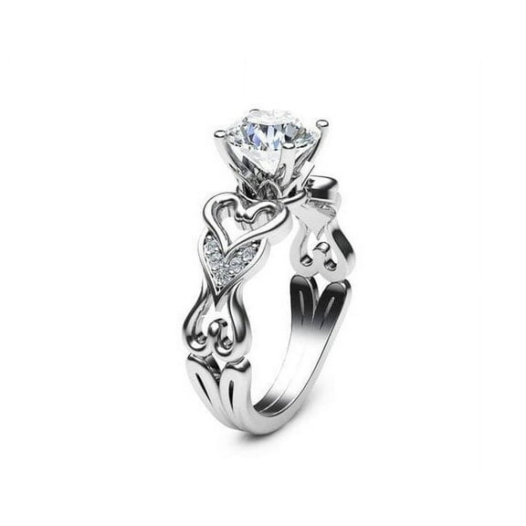 Heart Shape Shank Women's Engagament Ring 1.9 Ct Diamond 14K White Gold Over