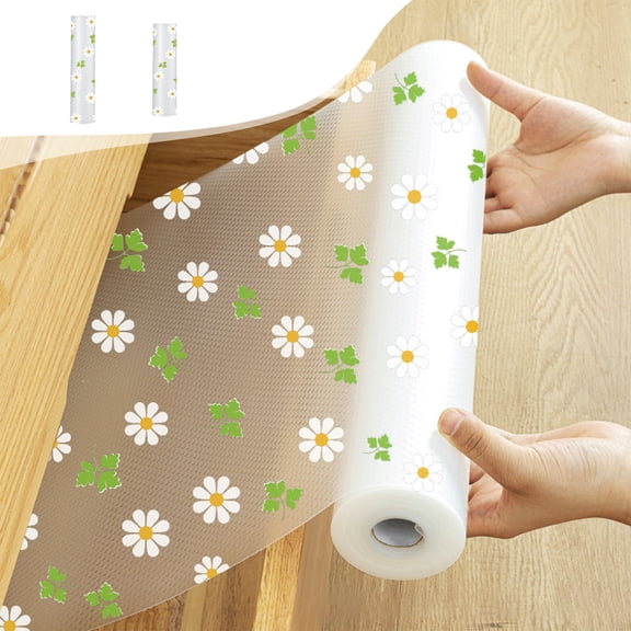 FAMTKT Refrigerator Liners Fridge Mats Shelf Liner Floral Pattern Drawer Liner for Kitchen Cabinets Non Adhesive Non Slip Easy Clean Liner Waterproof Mat