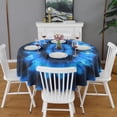 thumbnail image 2 of Blue Tie Dye Spiral Pattern Round Tablecloth 60"x60",Wrinkle Wipeable Table Cloth for Kitchen Dining Room Picnic Patio Party, 2 of 6