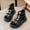 Black, variant on ATOGUTA Girls Hiking Sandals Black Strappy Open Toe Outdoor Flats with Zipper Kid Summer Shoes for Girls
