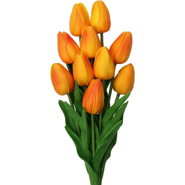 10 Pcs Artificial Tulips Flowers Fake Faux Pu Tulip Bouquet Real Touch Flower Arrangement For Home Room Office Party Wedding Decoration Excellent Gift Idea For Mothers Day Walmart Com Walmart Com