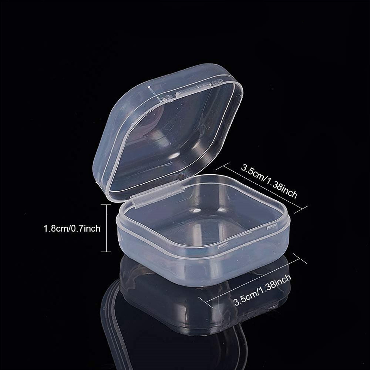 50 Pcs Clear Small Plastic Storage Containers Anti Oxidation Transparent  Jewelry Holder for Item Craft, Beads, Pills, Ear Studs, Necklaces,Rings,  Case (1.37 x 1.37 0.7 Inches) 