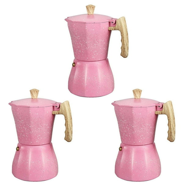3X la Cafetera Latte Mocha Cafetera Espresso Moka Italiana Cafetera Olla Cafetera de Estufa 300Ml Rosa