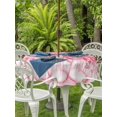 thumbnail image 2 of Outdoor Tablecloth with Umbrella Hole and Zipper, Eucalyptus Pink Round Table Cloth 54 Inch Waterproof Tablecloth, Vintage Bottle Succulents Flower Stripes Picnic Table Cover for Patio Camping, 2 of 7