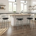 thumbnail image 3 of Pemberly Row 26.25" Faux Leather Swivel Counter Stool in Black/Glossy Gray, 3 of 9