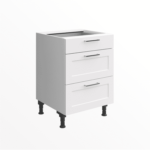 Premium, fully-assembled German white shaker cabinet 23.6"(60cm) 1 drawer, 2 deep drawers
