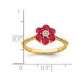 thumbnail image 2 of 9/10 Carat (ctw) Natural Ruby Flower Ring in 14K Yellow Gold, 2 of 4