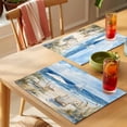 thumbnail image 4 of Coastal Wave Bliue Placemats Set of 4 Ocean Oil Painting Sea Beach Plant Place Mats Indoor Wipeable Table Mats Washable Cloth Dining Table Placemats for Kitchen Holiday Party Home Decor 13x19 Inch, 4 of 9