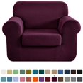 thumbnail image 1 of CHUN YI Stretch 2-Piece Checks Sofa Cover with Cushion Cover Slipcover, 1 of 6