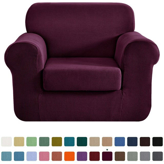 CHUN YI Stretch 2-Piece Checks Sofa Cover with Cushion Cover Slipcover