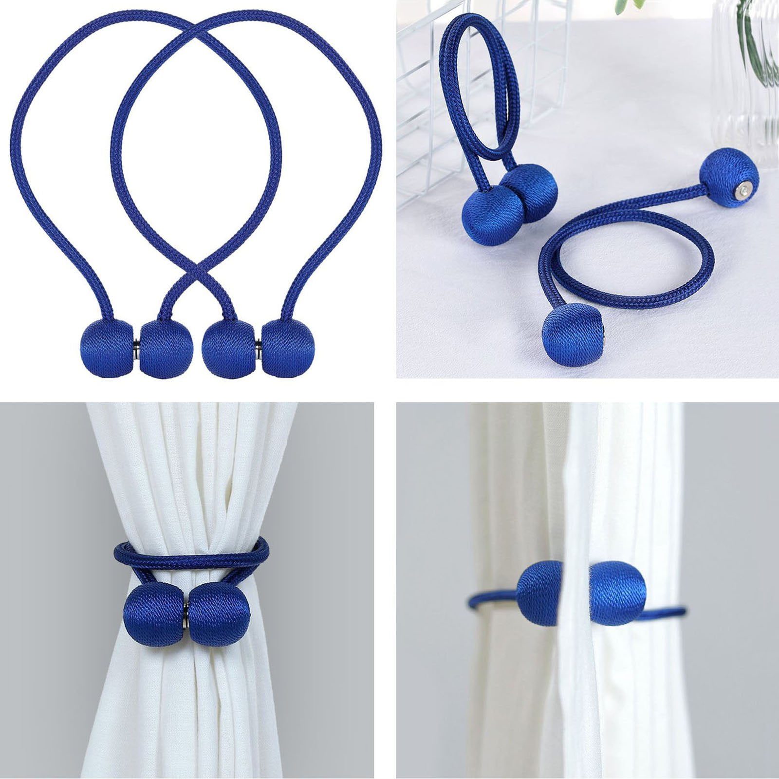Efavormart Pack of 2 Royal Blue Magnetic Curtain Tie Backs for Window ...