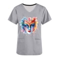 thumbnail image 5 of lcziwo Mardi Gras Scrubs for Women 2025 Spring Summer Short Sleeve T Shirts Nurse Medical Uniforms Casual V Neck Scrub Tops Shirts Gray XL Purses for Women Clearance, 5 of 6