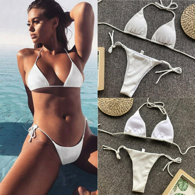 Sexy Bikini Swimwear Set Women Micro Thong G-String Bra Mini Lingerie  Swimsuit 