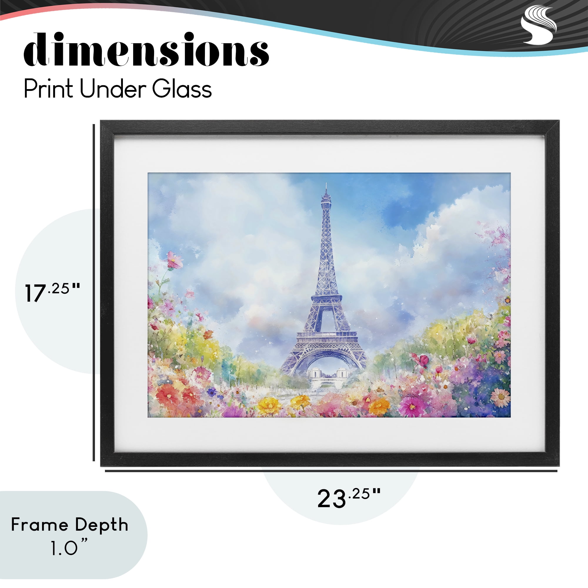 Stupell Industries Rainbow Spring at Eiffel Tower Black Framed Print Under Glass, design by Creative Studio