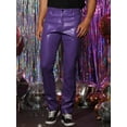thumbnail image 2 of Unique Bargains Men's Faux Leather Pants Slim Fit Solid Nightclub Disco Trousers 38 Purple, 2 of 6