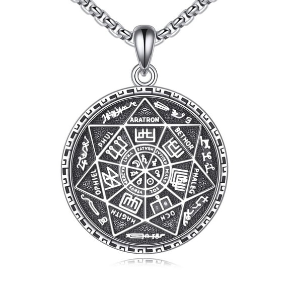Seal of The Seven Archangels Necklace Sterling Silver 7 Angels Pendant Christian Talisman Jewelry Religious Gifts for Women Men
