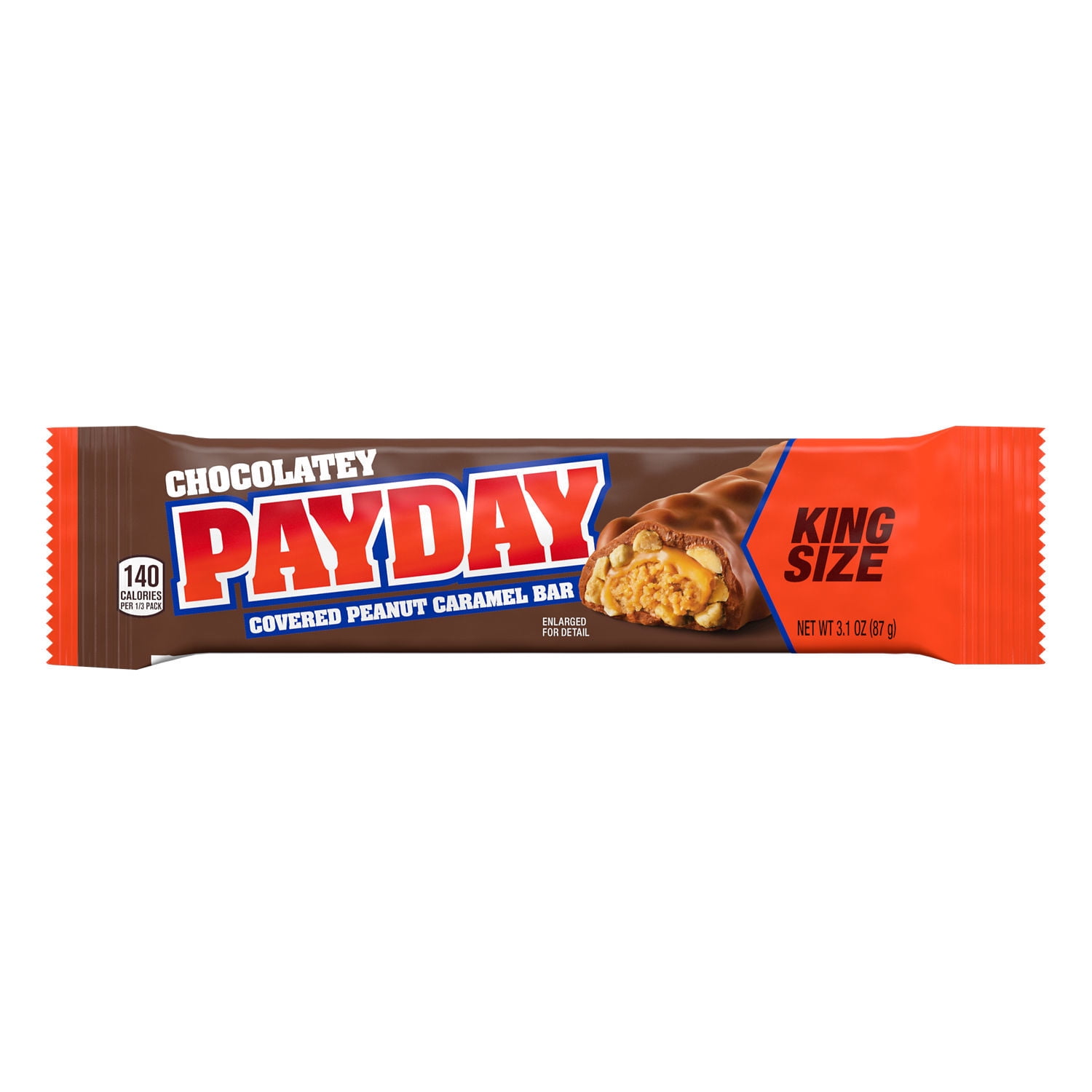 (6 pack) Payday Chocolatey Peanut Caramel King Size Candy, Bar 3.1 oz