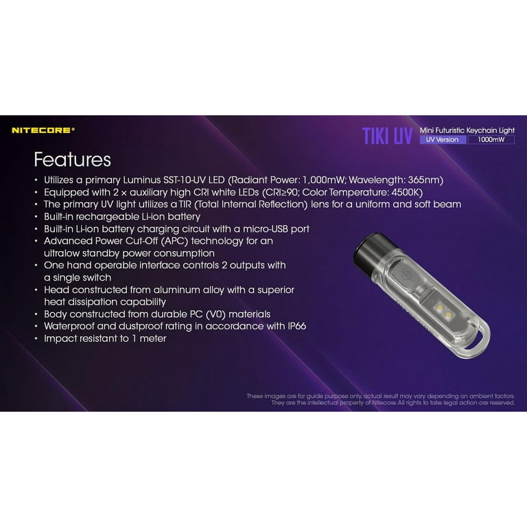 Mini lampe torche led UV Nitecore TIKI UV Keychain Light