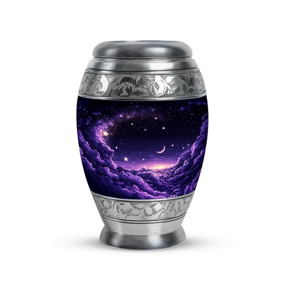 Yatskia Purple Cloud with Moon and Star Mini Urns For Human Ashes Men & Women, Small Keepsake Urns For Human Ashes, (Monar Pack of 1, 3 Inch)