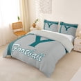 thumbnail image 2 of jejeloiu Football Sport Games Queen Duvet Cover Set For Kids,Gray Green Monogrammed Y Bedding For Boys,Light Gray Reversible,3pcs(No Comforter), 2 of 6
